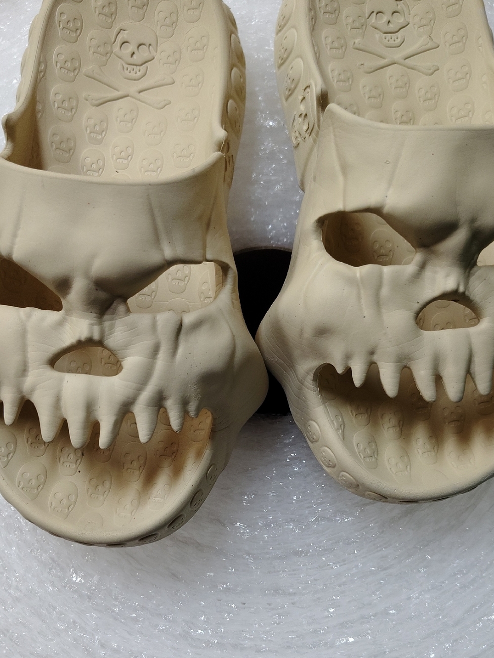 Skull Slide Sandals for Women - Beige